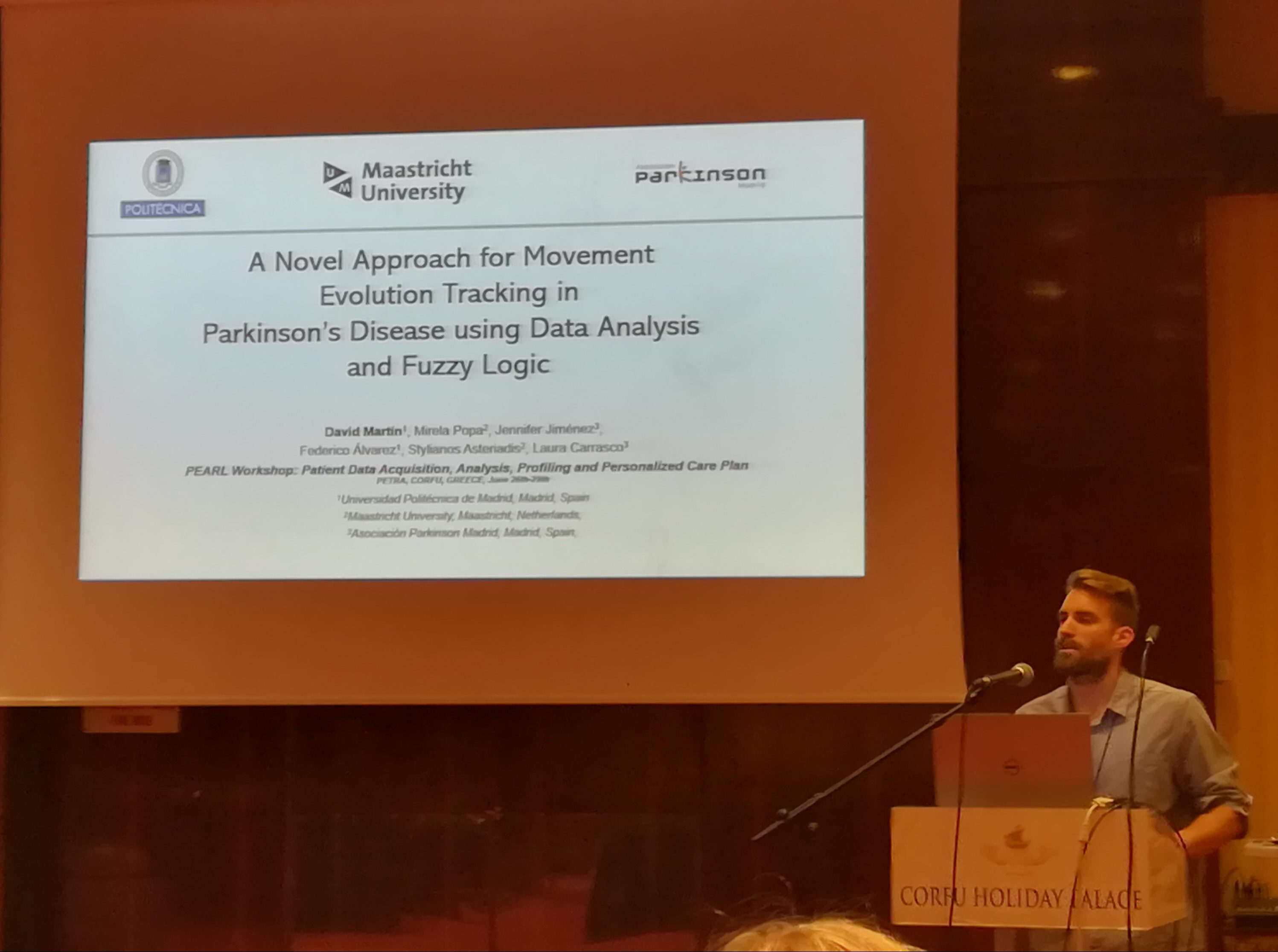 David Martín presenting the tracking of Parkinsons patients based on data analysis